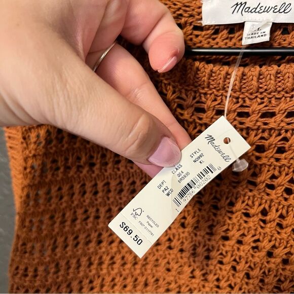 Madewell Crochet-Knit Crewneck Sweater Tank Warm Coffee XL - Picture 9 of 13